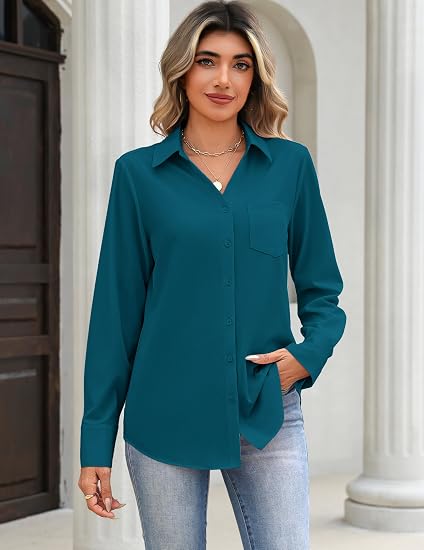 Women's Silky 4-Way Stretch Fitted Button Up Shirt
